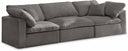 Cozy 119" Velvet Upholstered Overstuffed Fiber Filled Comfort Comfort 3pc. Modular Sofa - Grey