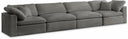 Cozy 158" Velvet Upholstered Overstuffed Fiber Filled Comfort Comfort 4pc. Modular Sofa - Grey