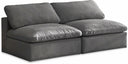 Cozy 78" Velvet Upholstered Overstuffed Fiber Filled Comfort Comfort 2pc. Armless Modular Loveseat - Grey