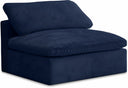 Cozy Velvet Upholstered Overstuffed Fiber Filled Comfort Comfort Armless Modular Chair - Blue