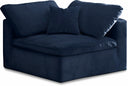Cozy Velvet Upholstered Overstuffed Fiber Filled Comfort Comfort Corner Modular Chair - Blue
