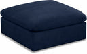 Cozy Velvet Upholstered Overstuffed Fiber Filled Comfort Comfort Modular Ottoman - Blue