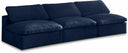 Cozy 117" Velvet Upholstered Overstuffed Fiber Filled Comfort Comfort 3pc. Armless Modular Sofa - Blue