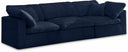 Cozy 119" Velvet Upholstered Overstuffed Fiber Filled Comfort Comfort 3pc. Modular Sofa - Blue