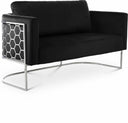 Casa 63.5" Velvet Upholstered Loveseat - Black