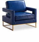 Amelia Vegan Leather Upholstered Accent Chair - Blue