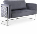 Casa 63.5" Velvet Upholstered Loveseat - Grey