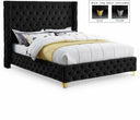 Savan Velvet Upholstered Bed - Black