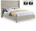 Savan Velvet Upholstered Bed - Cream