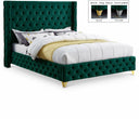 Savan Velvet Upholstered Bed - Green