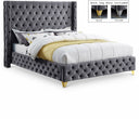 Savan Velvet Upholstered Bed - Grey