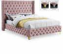 Savan Velvet Upholstered Bed - Pink