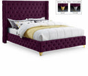 Savan Velvet Upholstered Bed - Purple