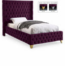 Savan Velvet Upholstered Twin Bed - Purple