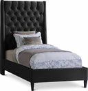 Fritz Velvet Upholstered Twin Bed - Black