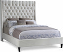 Fritz Velvet Upholstered Bed - Cream