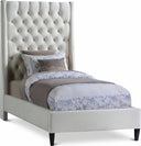 Fritz Velvet Upholstered Twin Bed - Cream