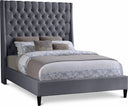 Fritz Velvet Upholstered Bed - Grey