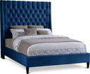 Fritz Velvet Upholstered Bed - Blue