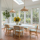 Dorine Striped Performance Linen & Rattan Dining Chair