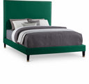 Harlie Velvet Upholstered Bed - Green