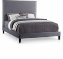 Harlie Velvet Upholstered Bed - Grey