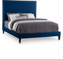 Harlie Velvet Upholstered Bed - Blue