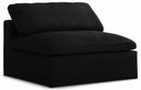 Serene Linen Textured Fabric Upholstered Deluxe Comfort Modular Armless Chair - Black