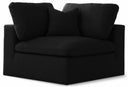 Serene Linen Textured Fabric Upholstered Deluxe Comfort Modular Corner Chair - Black