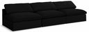 Serene 117" Linen Textured Fabric Upholstered Deluxe Comfort 3pc. Armless Modular Sofa - Black
