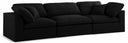 Serene 119" Linen Textured Fabric Upholstered Deluxe Comfort 3pc. Modular Sofa - Black