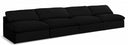 Serene 156" Linen Textured Fabric Upholstered Deluxe Comfort 4pc. Armless Modular Sofa - Black