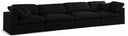Serene 158" Linen Textured Fabric Upholstered Deluxe Comfort 4pc. Modular Sofa - Black