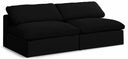 Serene 78" Linen Textured Fabric Upholstered Deluxe Comfort 2pc. Armless Modular Sofa - Black