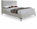 Hunter Linen Textured Fabric Upholstered Bed - Cream
