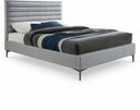 Hunter Linen Textured Fabric Upholstered Bed - Grey