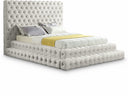 Revel Velvet Upholstered Bed - Cream