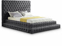 Revel Velvet Upholstered Bed - Grey