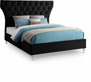 Kira Velvet Upholstered Bed - Black