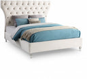 Kira Velvet Upholstered Bed - Cream