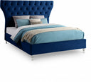 Kira Velvet Upholstered Bed - Blue