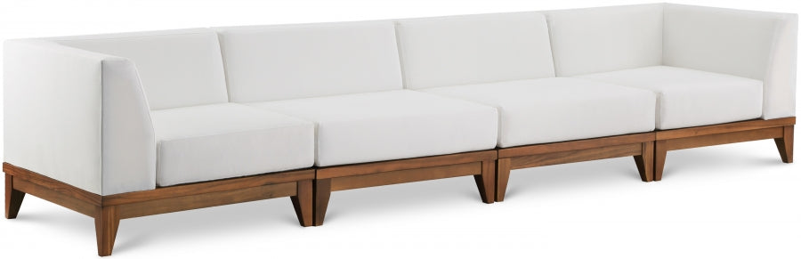 Rio 131" Off White Water Resistant Fabric Upholstered Outdoor Patio 4pc. Modular Sofa - Off White