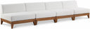 Rio 138" Off White Water Resistant Fabric Upholstered Outdoor Patio 4pc. Armless Modular Sofa - Off White