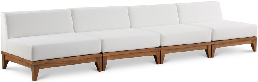 Rio 138" Off White Water Resistant Fabric Upholstered Outdoor Patio 4pc. Armless Modular Sofa - Off White