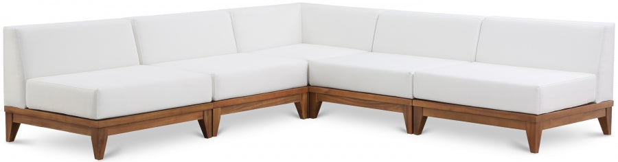 Rio 100" Off White Water Resistant Fabric Upholstered Outdoor Patio 5pc. Modular Sectional - Off White