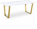 Cameron 78" Marble Veneer Top And Gold Steel Base Dining Table - Gold