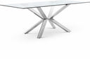Juno 78" Glass Top And Chrome Steel Base Dining Table - Chrome