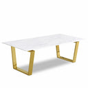 Marble Veneer Top And Gold Steel Base Coffee Table - Gold