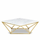 Mason Marble Veneer Top And Gold Steel Base Coffee Table - Gold