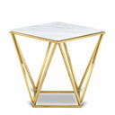 Mason Genuine Marble Top And Gold Steel Base End / Side Table - Gold